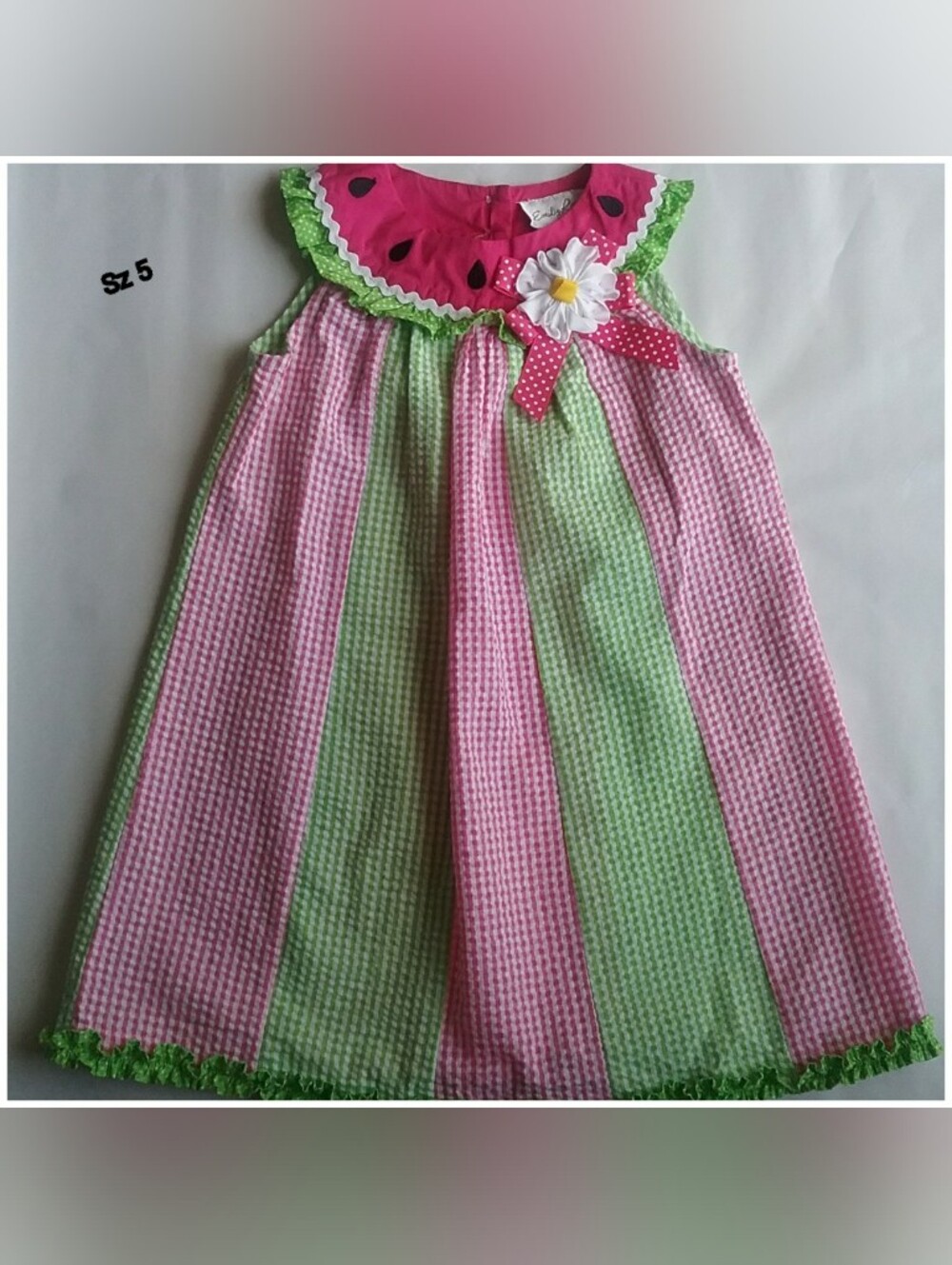 Emily Rose Fuchsia and White Gingham Trim Dress